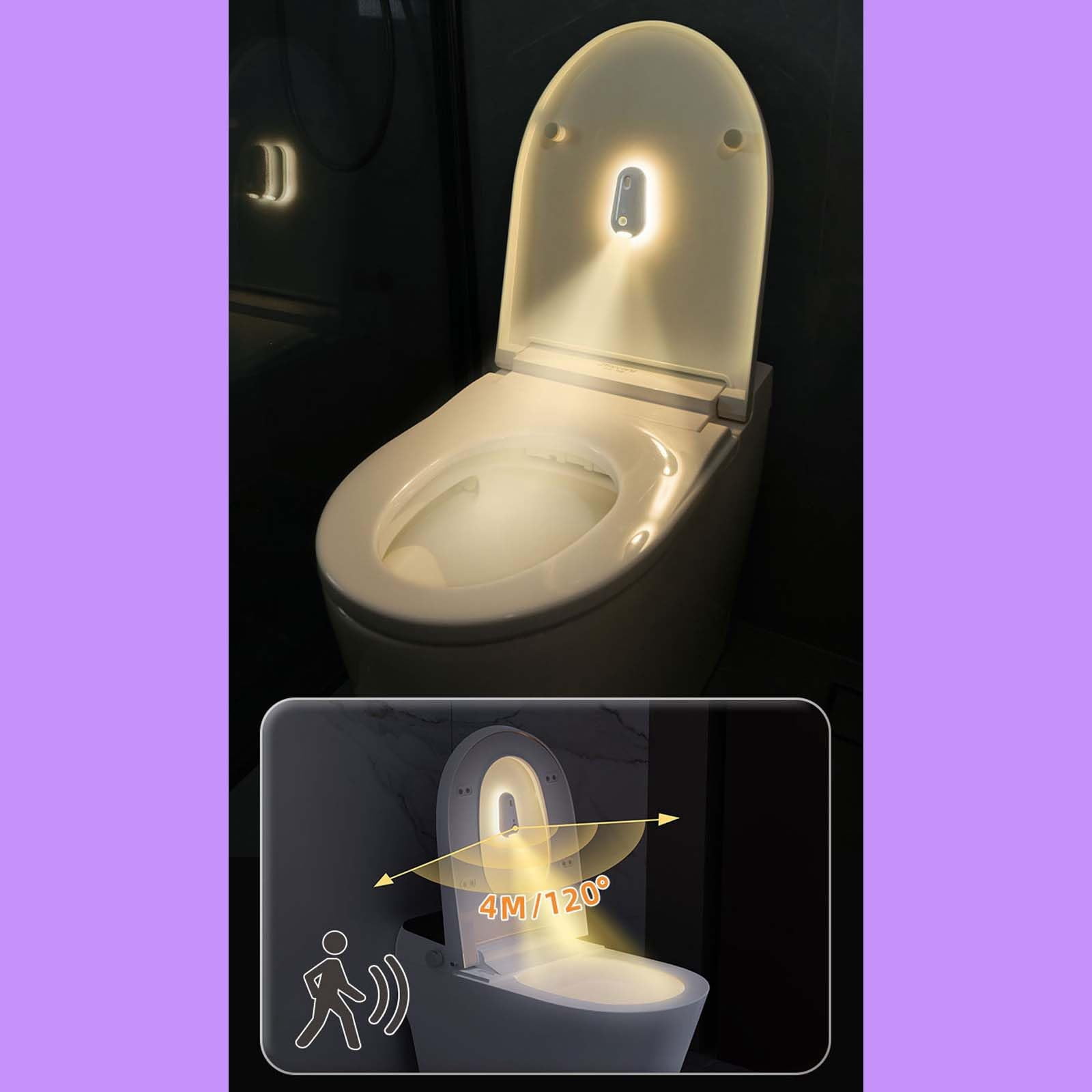 UV Toilet Light – Motion-Activated, Rechargeable with Night Light, Adhesive-Mounted for Bathroom