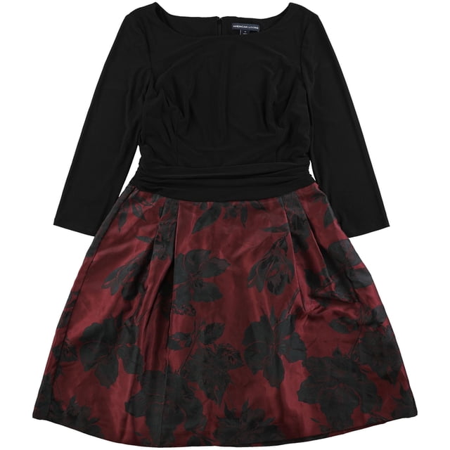 American Living Vestido floral ajustado y acampanado para mujer, multicolor, 6