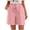 Pinks, variant on Wide Leg Shorts Denim Women's Wide Leg Shorts Fashion Comfy Drawstring Elastic Waist Loose Shorts Lightweight Faux Linen Shorts with Pockets ,Red,S