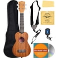 thumbnail image 1 of Kala KA-15S Paquete de ukelele soprano de caoba satinada con bolsa de transporte, afinador, correa, Fender Play, DVD instructivo de Austin Bazaar y paño de pulido, 1 of 5