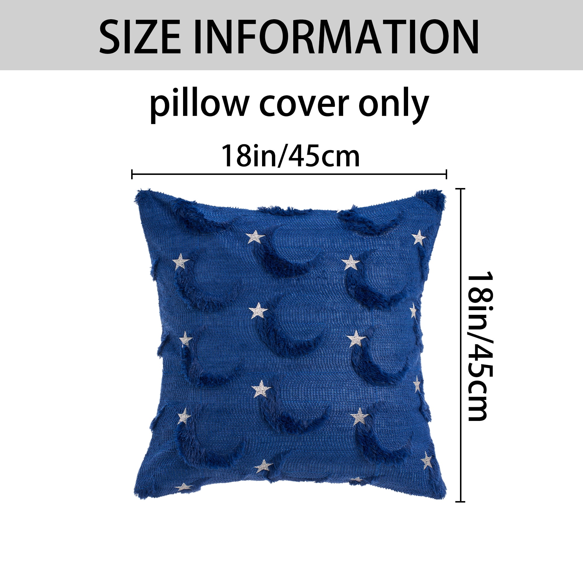 Unique Bargains Star Embroidered Throw Pillow Covers Pack of 2 Blue 18" x 18"