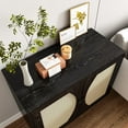 thumbnail image 2 of Catrimown Sideboard Buffet Cabinet, Kitchen Storage Cabinet with Rattan Doors, Accent Entryway Cabinet with Adjustable Shelves, Black, 2 of 5