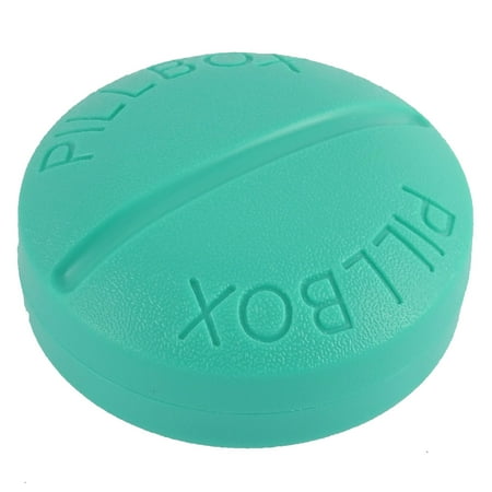 Plastic Round Shaped 4 Slots Capsule Dispenser Box Cyan