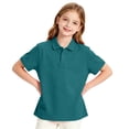 thumbnail image 7 of Girls School Uniform Polo Shirt Casual Summer Short Sleeve Comfy Pique Knit Top Back to School Outfit, 7 of 7