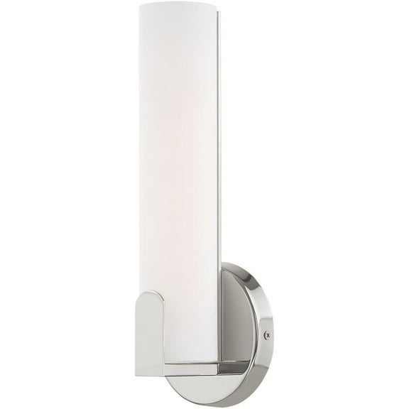 4.375 inch 10W LED Polished Chrome ADA Wall Sconce with Satin White Acrylic Shade Shade