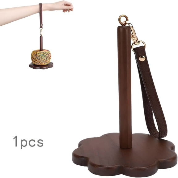 XIBUFE Portable Wrist Yarn Holder for Crocheting and Knitting,Wooden Yarn Ball Minder with Leather Strap,Yarn Spinner Stand for Yarn Storage and Organizer,Crochet Accessories