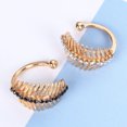 thumbnail image 2 of 2pcs Leaf Ear Clip Rhinestone Beautiful Retro Creative Decorative Earrings Ear Clip for Woman (White Rhinestone, Black R, 2 of 8