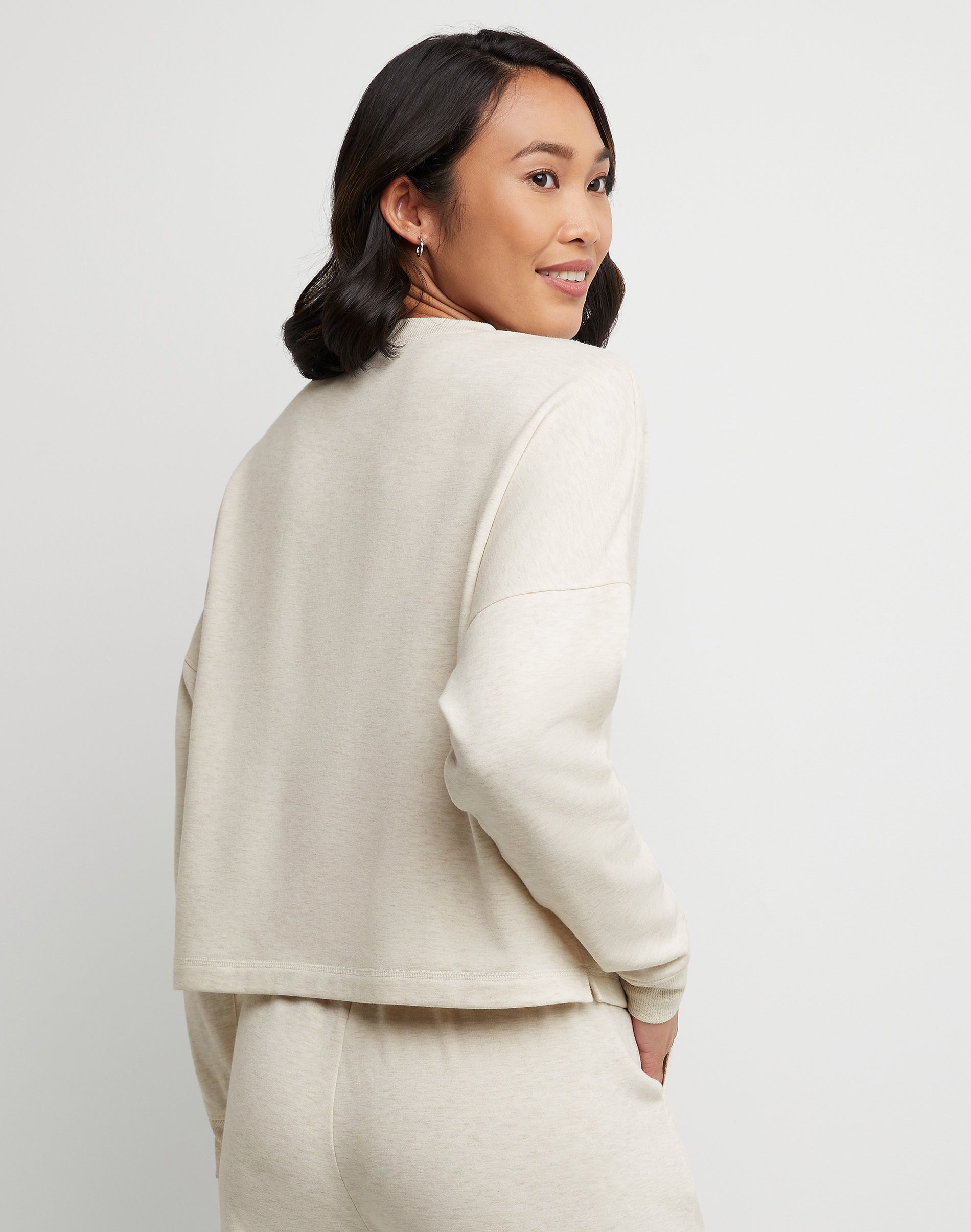 Hanes Originals Women's Soft Brushed Crop Sweatshirt Wheat Heather XS