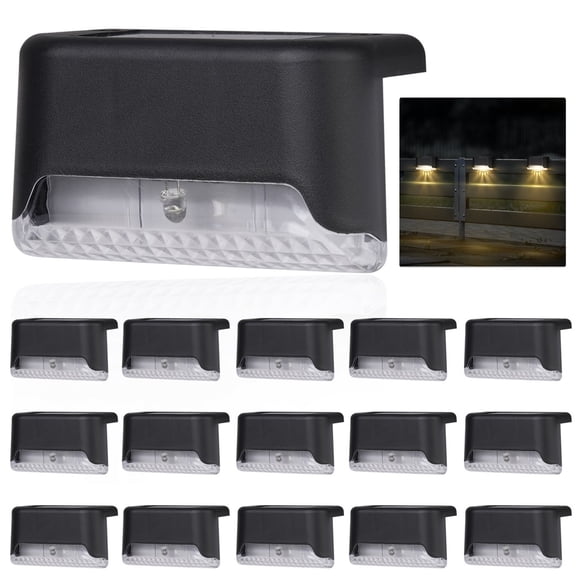 16Pcs Solar Deck Lights, Solar Powered Step Lights Waterproof, LED Outdoor Fence Lighting, Led Solar Lamps for Outdoor Pathways, Yards, Patio, Stairs, Steps, Fences