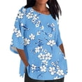 thumbnail image 1 of QIPOPIQ Haut Imprimé Manches 3/4 Grande Taille pour Femmes Tunique Ample Col Rond T-Shirt (1X-5X) Liquidation, 1 of 5