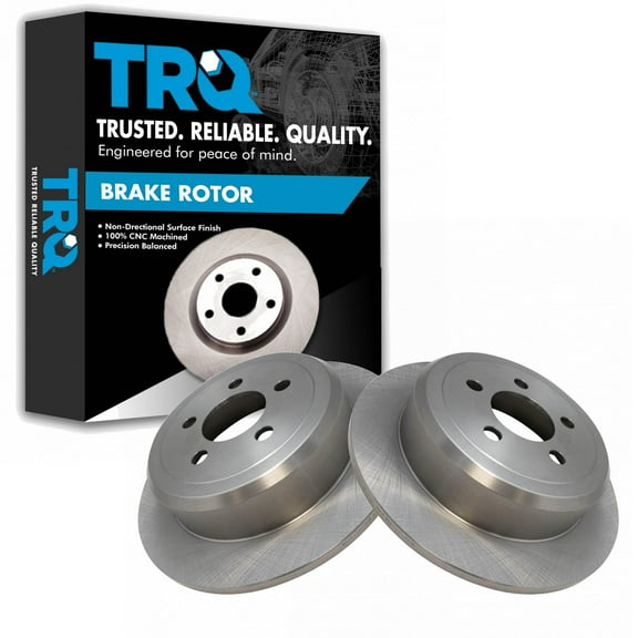 TRQ Rear Brake Rotors Set Solid Fits Select 2007-2011 Dodge Nitro 2008-2012 Jeep Liberty