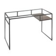 thumbnail image 5 of Tcbosik Industrial Writing Desk Study Computer Table Glass Desktop with Storage Shelf, Gray, 5 of 5