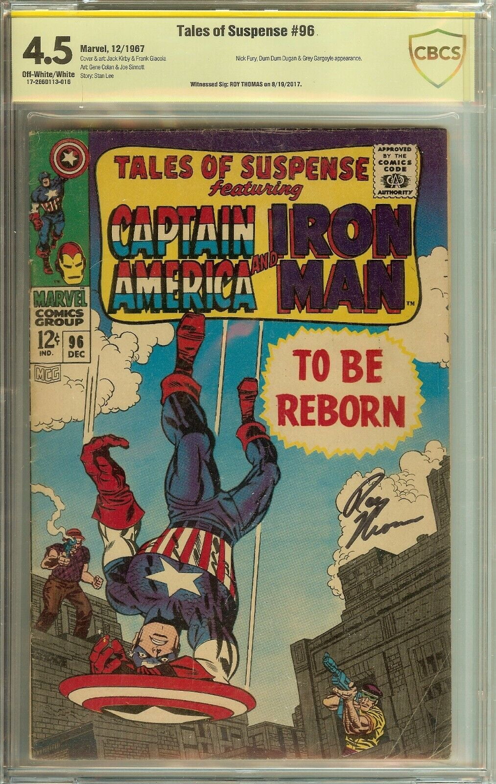 Strange Tales #96 CBCS 4.5 Signed Roy Thomas Captain America Iron Man