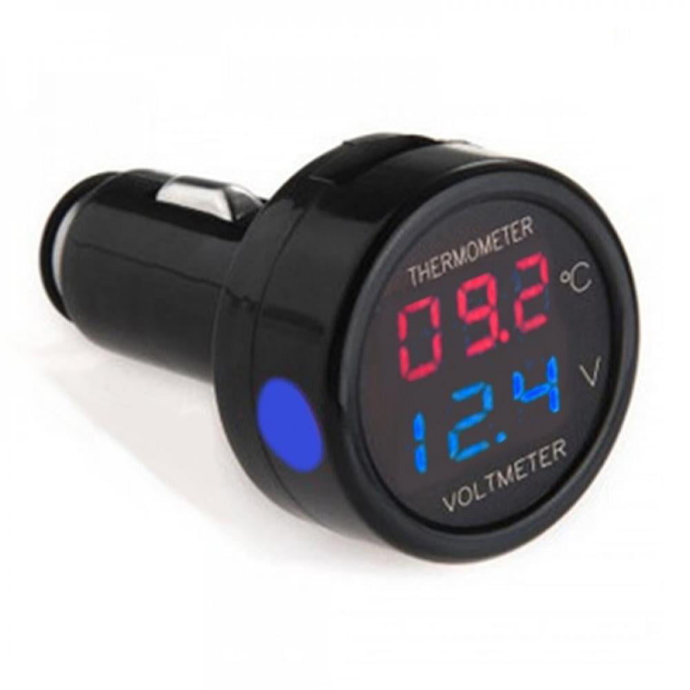 2 In 1 Car Auto 12V Dual Display LED Digital Thermometer Voltmeter 