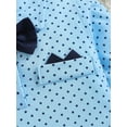 thumbnail image 3 of JYYYBF Infant Baby Boy Clothes Suit Newborn Gentleman Outfits Long Sleeve Dots Print Bow Tie Romper Suspender Pant Hat Wedding Set, 3 of 6