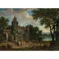 thumbnail image 3 of Mathijs Schoevaerdts 14x11 Black Modern Framed Museum Art Print Titled - Oriental Merchants Outside a Castle, 3 of 5
