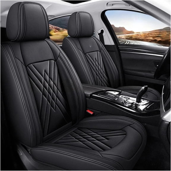For 2013-2026 Toyota Tacoma 5 Seats Front Rear Protector Leather Seat Covers Set Black