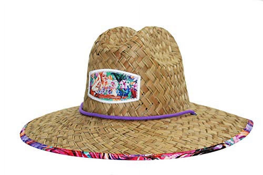 Woman's Sun Hat, Mermaid Straw Hat with Fabric Pattern Print Lifeguard Hat, Beach, Ocean, Pool, Walking, and Outdoor, Summer Hat, Fits All, Malabar Hat Co - image 5 of 5