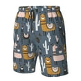 thumbnail image 5 of Kdxio Llama and Cactus Pattern Mens Casual Shorts - Drawstring Summer Beach Sports Shorts for Men, 5 of 9
