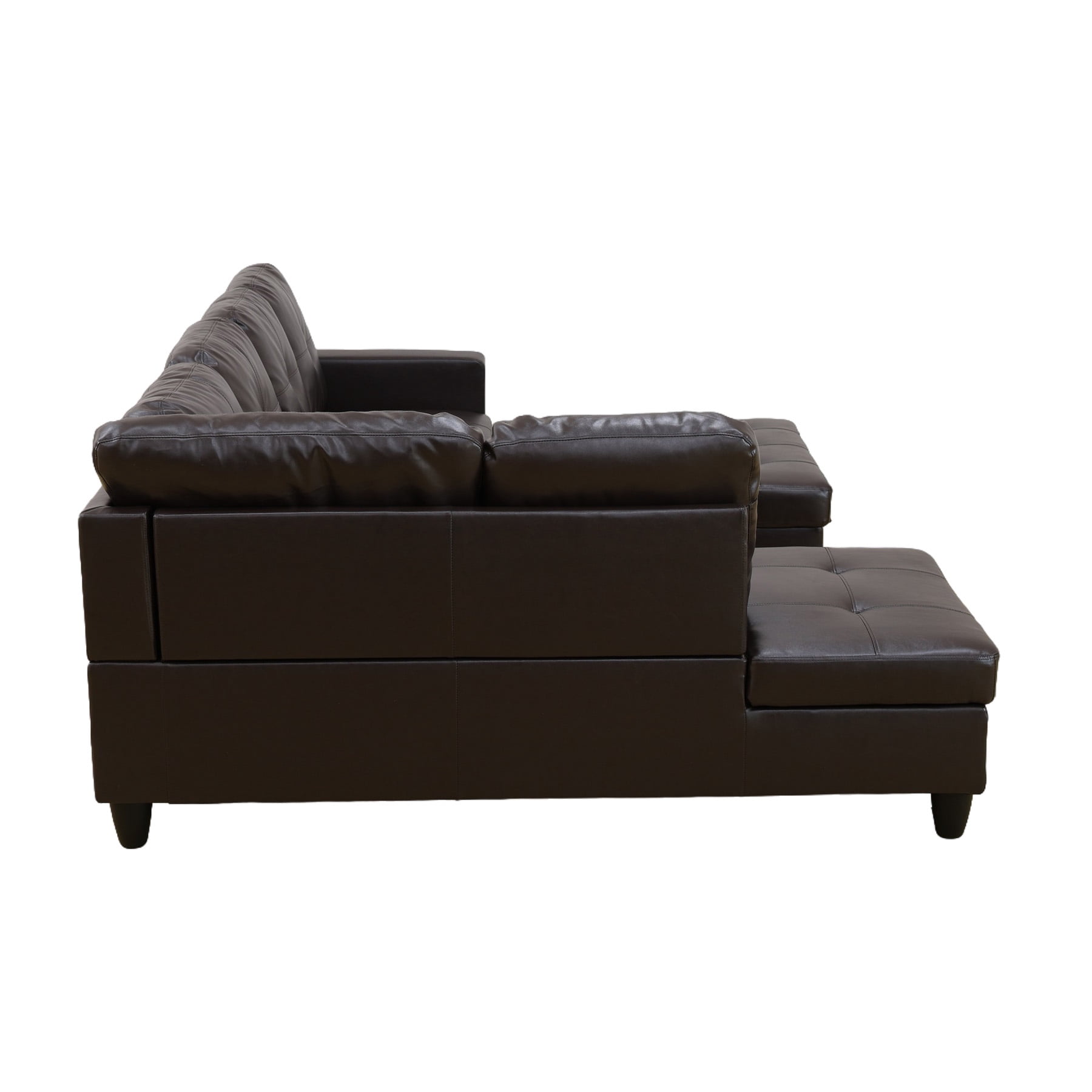 Hommoo Modern Faux Leather Sectional Couch and Sofa Set, L Shaped Sectional Sofa, Living Room Furniture Sets, Brown(No Ottoman)