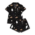 thumbnail image 4 of BOOMNY Halloween Womens Pajama Sets 2 Peice Pjs Set for Women Hallowmas Black Cat Graphic Short Sleeve Buttons Sleepwear Tops Shorts Cozy Homewear Loungewear Sets, 4 of 4