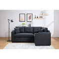 thumbnail image 6 of Donovan 84.5"W Black PVC Fabric Sleeper Sectional w/USB+Cupholders+Storage Arms, 6 of 7