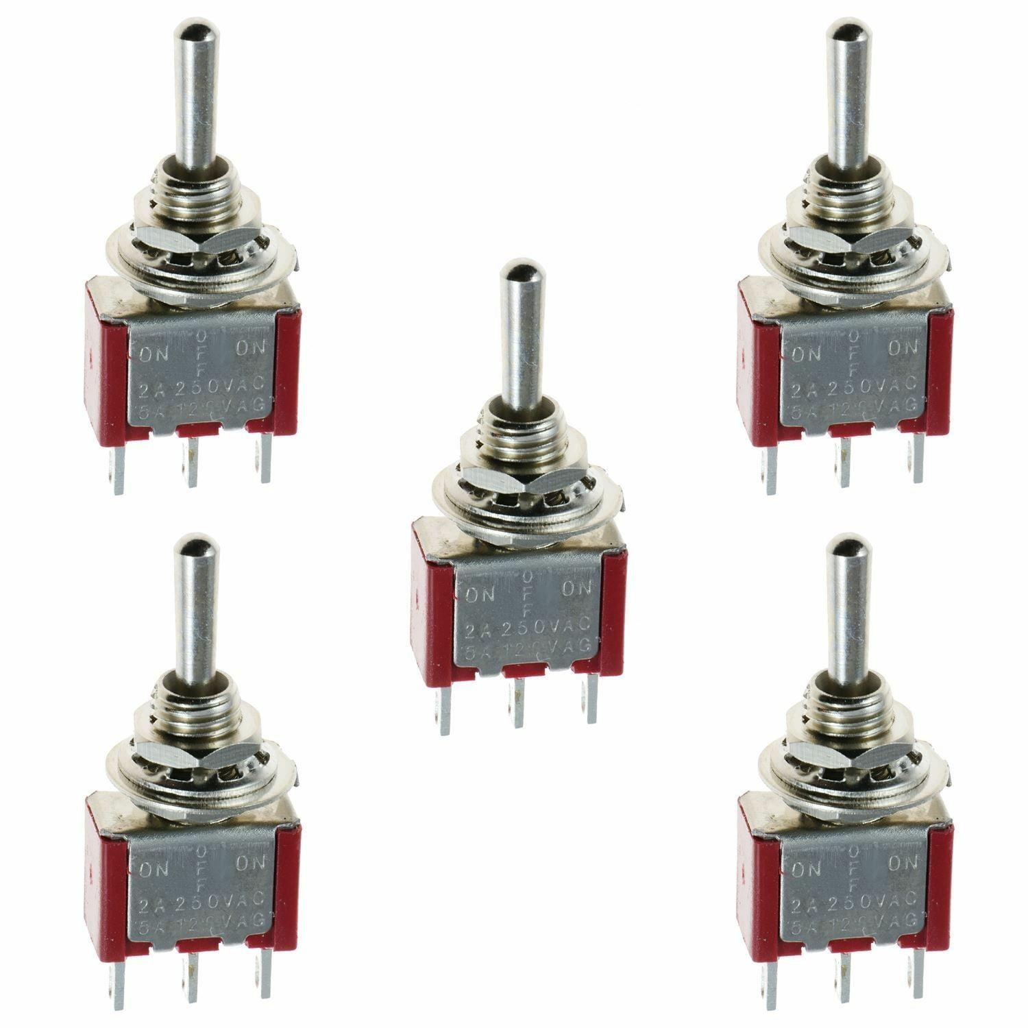 On 5 x Mini Momentary Off Toggle Switch Model Railway SPDT 12V On 