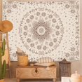 thumbnail image 5 of Boho Floral Mandala Tapestry Wall Hanging Bohemian Flower Medallion Tapestry Aesthetic Beige Brown Hippie Indian Small Tapestries for Bedroom Living Room Dorm Decor, 5 of 7