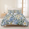thumbnail image 3 of Twin XL Quilt Set 68''x98'', Blue Yellow Floral Spring Lightweight Bedspread Coverlet Set with 2 Pillow Shams, Green Pastoral Summer Botanical Breathable All Season Quilt Bedding for Dorm/Guest Room, 3 of 9