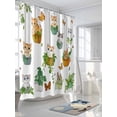 thumbnail image 3 of Cute Cat Shower Curtain, Green Potted Plant Butterfly Botanical Rustic Waterproof Shower Curtain Set with 12 Hooks Lightweight Washable Fabric Shower Curtains for Bathroom 60x72 Inches, 3 of 6