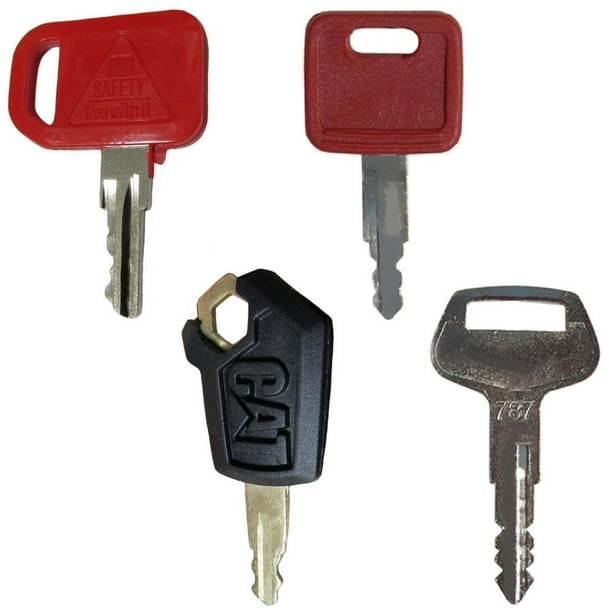 Heavy Equipment Key Set 4 Keys for Fits CAT Fits John Deere & Komatsu
