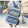 thumbnail image 4 of Juego de mochila Kawaii de 5 uds para niñas adolescentes, bonitas mochilas escolares de 17 pulgadas con bolso de hombro, caja de lápices, bolso de mano, bolso pequeño, azul, 4 of 4