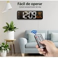 thumbnail image 3 of Reloj de pared digital 6626 color negro con naranja，16.2 '' reloj led con control remoto, fecha, temperatura y alarma, 3 of 4