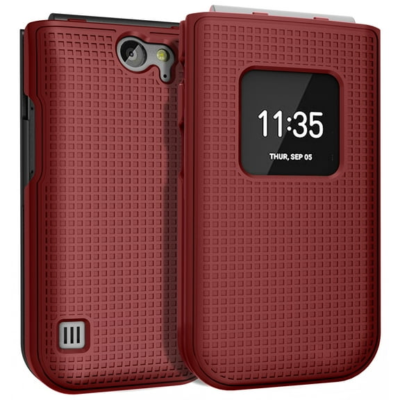 Case for Nokia 2720 V Flip Phone, Nakedcellphone [Red] Protective Snap-On Hard Shell Cover [Grid Texture] for Verizon TA-1295, 2720V