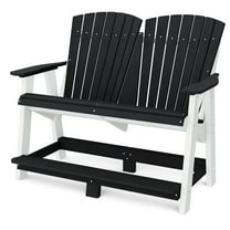 Wildridge Heritage Double High Adirondack, Black and White - All-Weather Recycled Plastic Furniture for Patio, Deck, Lawn