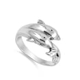 thumbnail image 4 of Dolphin Friendship Ocean Animal Family Ring .925 Sterling Silver Band Jewelry Female Male Size 7, 4 of 4