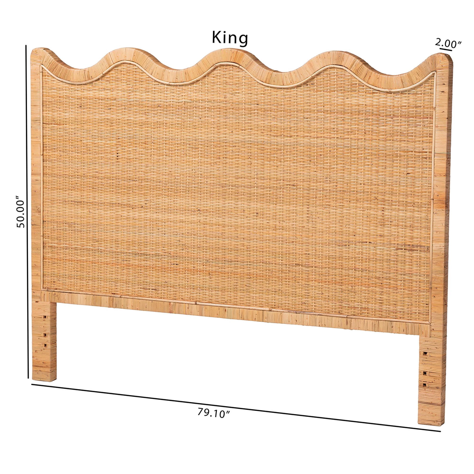 bali & pari Cassio Boho Headboard, Queen, Natural Rattan