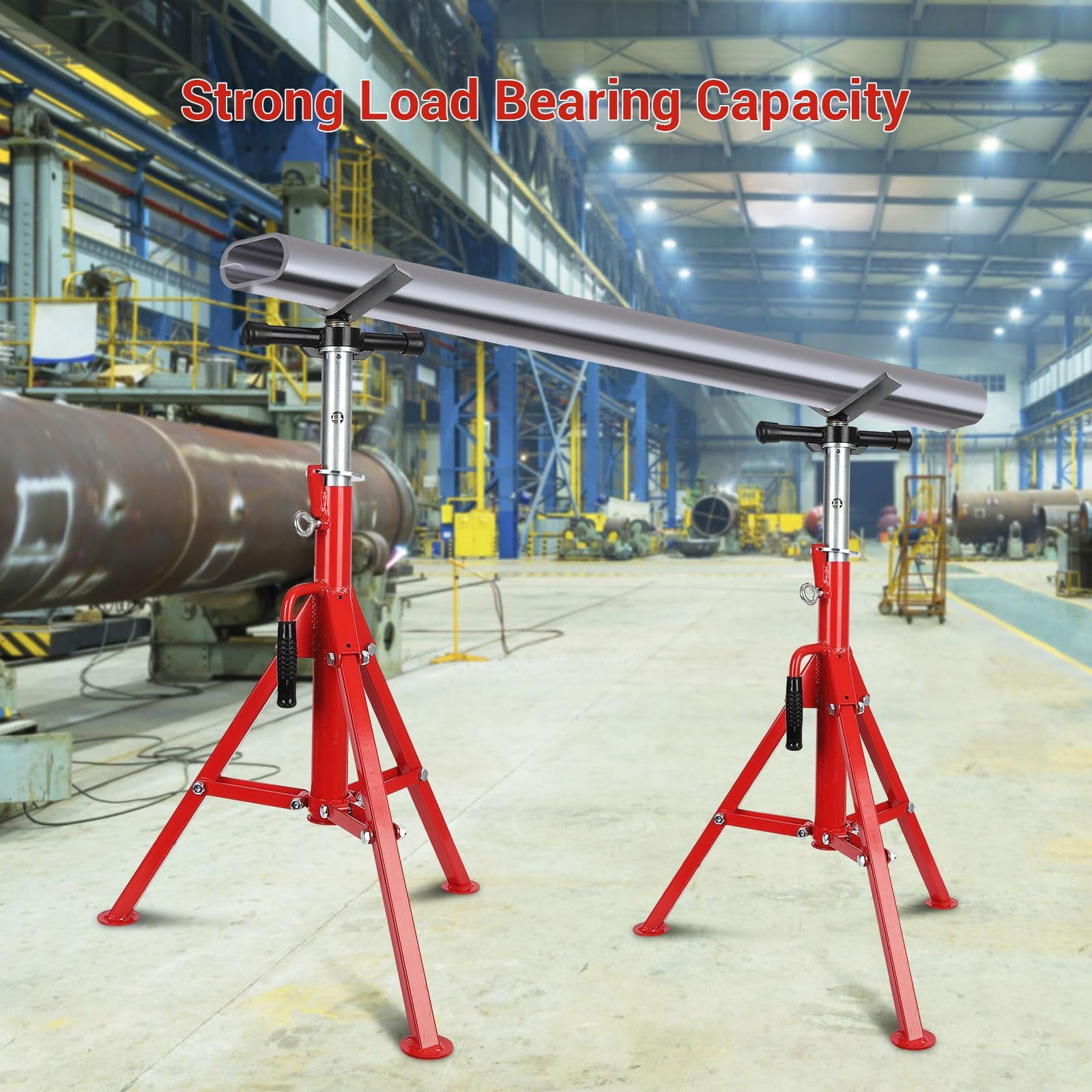 Red 2-Pack 2500LBS Adjustable Folding Pipe Jack Stands