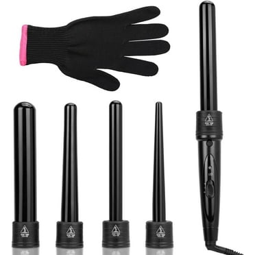 Hair Curling Wand Iron Set 5 in 1 Hair Curler Wand 5 in 1 with LED Temperature Control for Women, Hair Curling Tongs for Long Hair Home Use