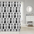 thumbnail image 2 of Manfei Cartoon Cat Shower Curtain 72Wx72L, Watercolor Dots Animal Bathroom Curtain, Gray, 2 of 5