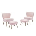 thumbnail image 5 of Costaelm 4-Piece Mid-Century Boucle Accent Chairs with Ottoman Foot Stools Set, Dusty Peach, 5 of 5