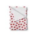 thumbnail image 2 of Lips Soft Flannel Fleece Throw Blanket, Kisses Imprint Inspired Repeating Pattern on Plain Background Romance, Cozy Plush for Indoor and Outdoor Use, 60" x 80", Scarlet White, by Ambesonne, 2 of 6