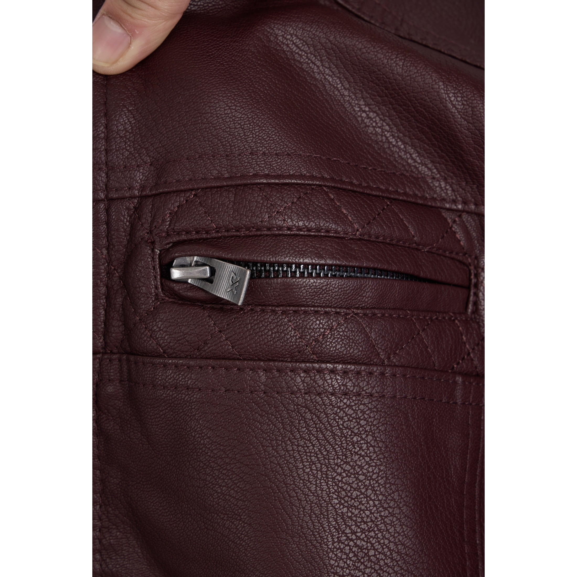 X RAY Teen Faux Leather Jacket for Fall & Winter (S - XL), Kids Outerwear Coat, Motorcycle PU Leather Jacket for Boys, Burgundy, XL