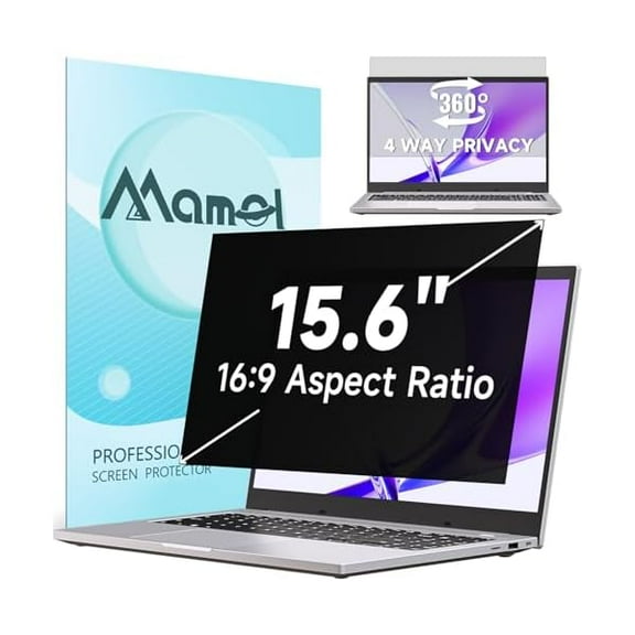 360° Privacy Screen for Laptop 15.6 Inch 16:9, 4 Way Computer Monitor Privacy Shield, Matte Anti Glare Blue Light Filter Compatible with Lenovo Hp Dell Acer Asus Thinkpad Envy Xps