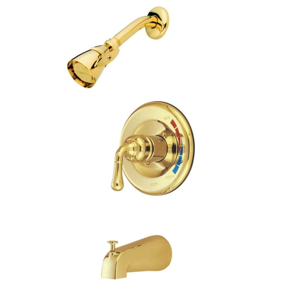 Kingston Brass KB632 Magellan Single Handle Operation Tub & Shower Faucet, Polished Brass