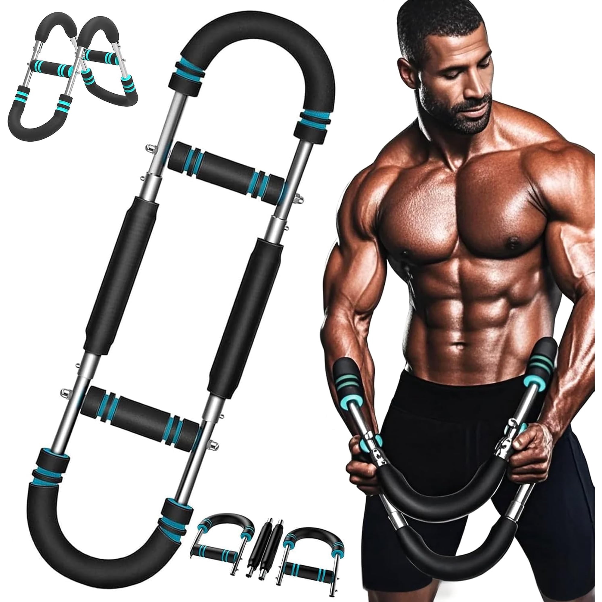 Anqdy Twister Arm Trainer 60-110LB, 3-Level Adjustable Chest Expander for Men, Portable Upper Body Strength Equipment with Leather Handles for Home Gym