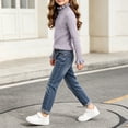 thumbnail image 4 of BLVB Girls Turtleneck Sweaters Pullover Toddler Baby Kids Ribbed Knit Ruffle Long Sleeve Jumper Tops Fall Winter Clothes(Gray,7-8Years), 4 of 8
