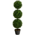 thumbnail image 1 of Indoor/Outdoor 36" Boxwood Triple Ball Topiary Artificial Tree in Green/Black, 1 of 6