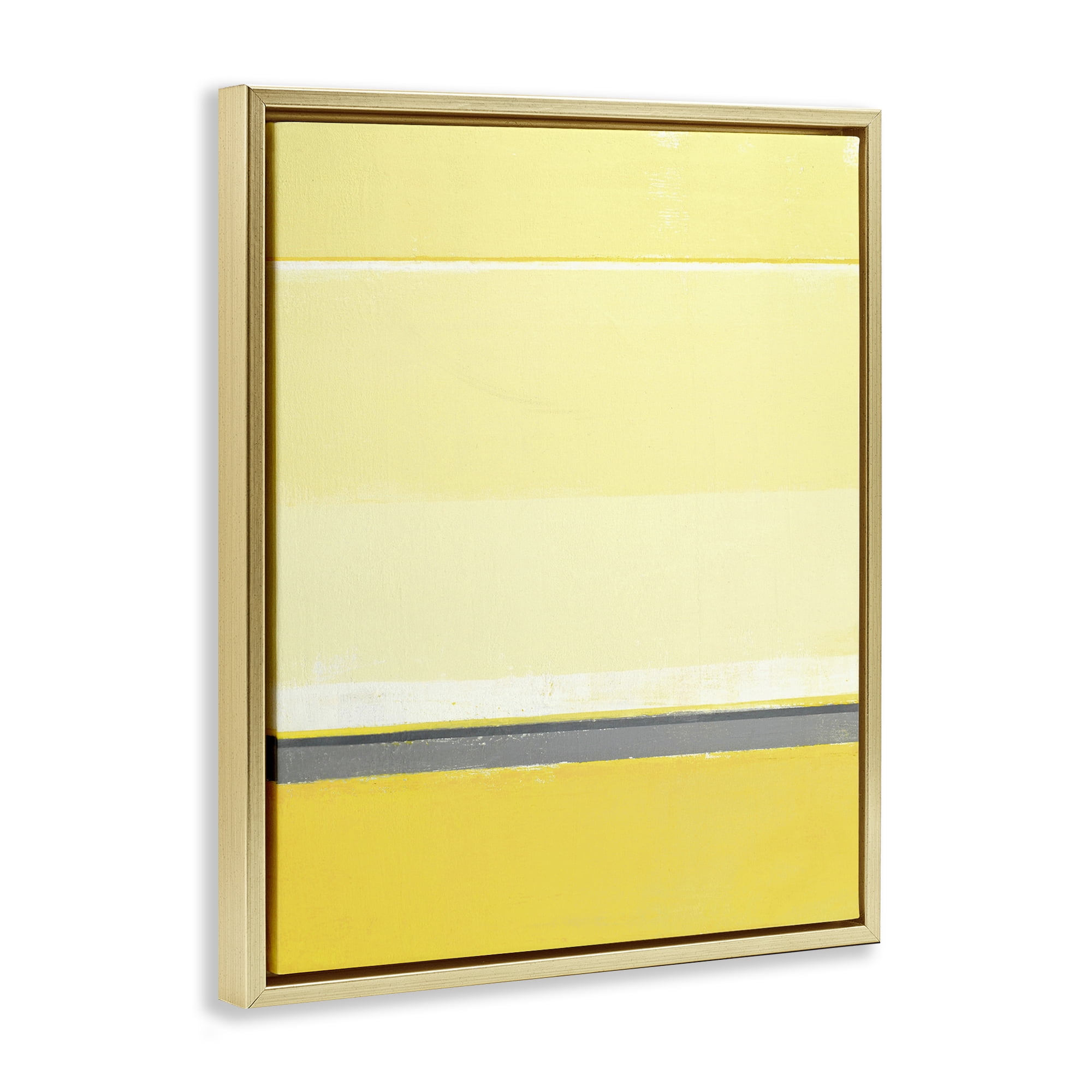 Stupell Industries Yellow Minimal Abstract Abstract Painting Gold Floater Framed Canvas Art Print Wall Art, 17 x 21