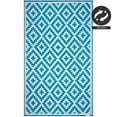 thumbnail image 6 of FH Home Outdoor Rug - Waterproof, Fade Resistant, Crease-Free - Premium Recycled Plastic - Geometric - Patio, Porch, Deck, Balcony - Aztec - Teal & White - 5 x 8 ft, 6 of 9